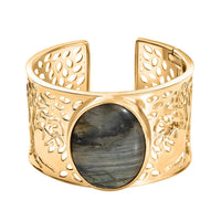 Karis Malagasy Labradorite Bangle in 18K YG Plated (6.50 In) 75.20 ctw