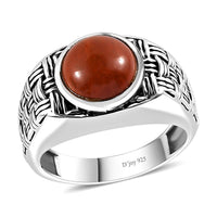 Red Jasper Men's Ring in Sterling Silver (Size 11.0) 1.00 ctw