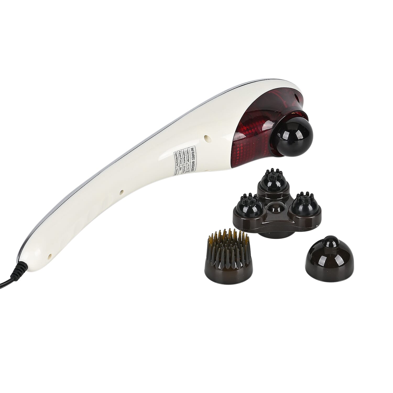 Gold Cordless Handheld Rechargeable Massager - Including 4 Heads, 5 Massage Modes