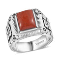 Red Jasper Men's Ring in Sterling Silver (Size 9.0) 1.00 ctw - Sticky add to cart bar
