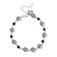Terahertz and Shungite Beaded Anklet with Charm in Stainless Steel (9.50-11.50In) 75.00 ctw