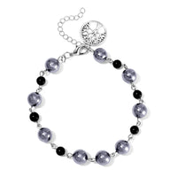 Terahertz and Shungite 75.00 ctw Beaded Anklet with Tree of Life Charm in Stainless Steel (9.50-11.50In)