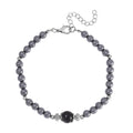Terahertz and Shungite Beaded Anklet in Silvertone and Stainless Steel (9.50-11.50In) 60.00 ctw - Sticky add to cart bar