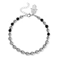 Terahertz and Shungite 75.00 ctw Beaded Anklet with Hamsa Charm in Stainless Steel (9.50-11.50In) - Sticky add to cart bar
