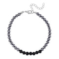 Terahertz and Shungite 100.00 ctw Beaded Anklet in Silvertone and Stainless Steel (9.50-11.50In) - Sticky add to cart bar