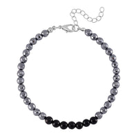 Terahertz and Shungite 100.00 ctw Beaded Anklet in Silvertone and Stainless Steel (9.50-11.50In)