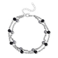 Terahertz and Shungite Beaded 2 Row Anklet in Silvertone and Stainless Steel (9.50-11.50In) 32.00 ctw - Sticky add to cart bar