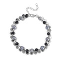 Terahertz and Shungite Beaded 2 Row Anklet in Silvertone and Stainless Steel (9.50-11.50In) 46.00 ctw - Sticky add to cart bar