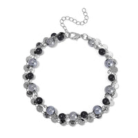 Terahertz and Shungite Beaded 2 Row Anklet in Silvertone and Stainless Steel (9.50-11.50In) 46.00 ctw