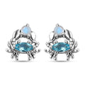 Betroka Blue Apatite and Rainbow Moonstone Crab Stud Earrings in Rhodium Over Sterling Silver 0.75 ctw - Sticky add to cart bar