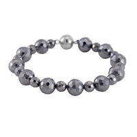 Terahertz Beaded Stretch Bracelet with Magnetic Lock in Stainless Steel (8.00 In) 95.00 ctw