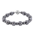 Terahertz Cushion and Round Beaded Stretch Bracelet with Magnetic Lock in Stainless Steel (8.00 In) 92.00 ctw - Sticky add to cart bar