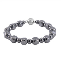 Terahertz Cushion and Round Beaded Stretch Bracelet with Magnetic Lock in Stainless Steel (8.00 In) 92.00 ctw