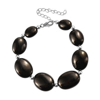 Elite Shungite Beaded Bracelet in Rhodium Over Sterling Silver (7.25-9.25In) 60.00 ctw