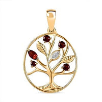 Mozambique Garnet Floral 0.31 ctw Pendant in Vermeil YG Over Sterling Silver