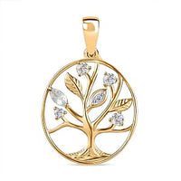 Sky Blue Topaz and White Zircon Pendant in 18K Vermeil YG Over Sterling Silver 0.31 ctw