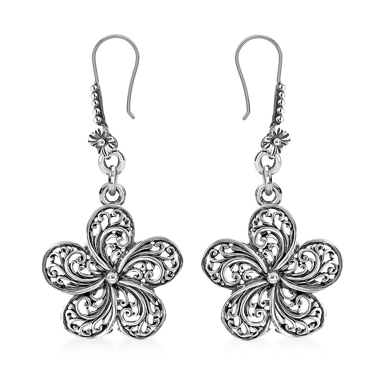 TLV Bali Legacy Sterling Silver Frangipani Flower Earrings (6.30 g)