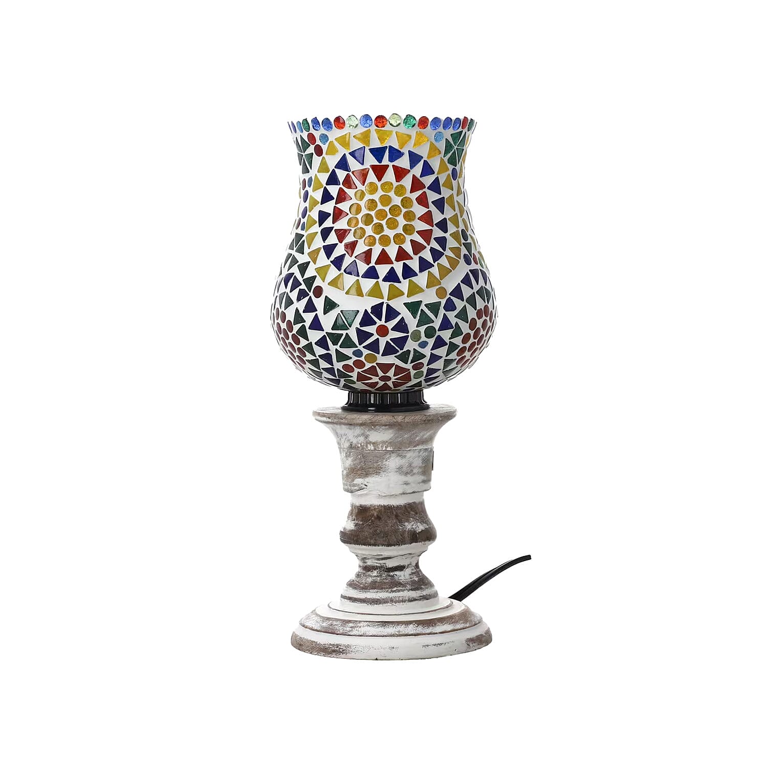 "Glass Hand Painted Lamps with wooden base  Color:-Red Size-4.3x4.3x10.3 Inch"