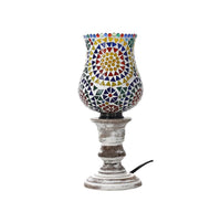 "Glass Hand Painted Lamps with wooden base  Color:-Red Size-4.3x4.3x10.3 Inch"