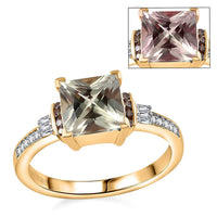TLV Luxoro 14K Yellow Gold AAA Turkizite, Natural Champagne and White Diamond (I2) Ring (Size 7.0) 2.25 ctw