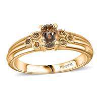 AAA Turkizite, Yellow Sapphire Ring in 18K Vermeil YG Over Sterling Silver (Size 5.0) 0.65 ctw