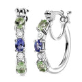 Brazilian Mint Garnet and Multi Gemstone Art Deco Hoop Earrings in Rhodium Over Sterling Silver 1.15 ctw - Sticky add to cart bar