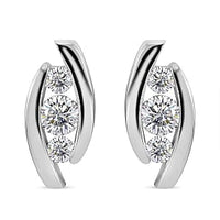 Simulated Diamond Earrings in Rhodium Over Sterling Silver 2.23 ctw