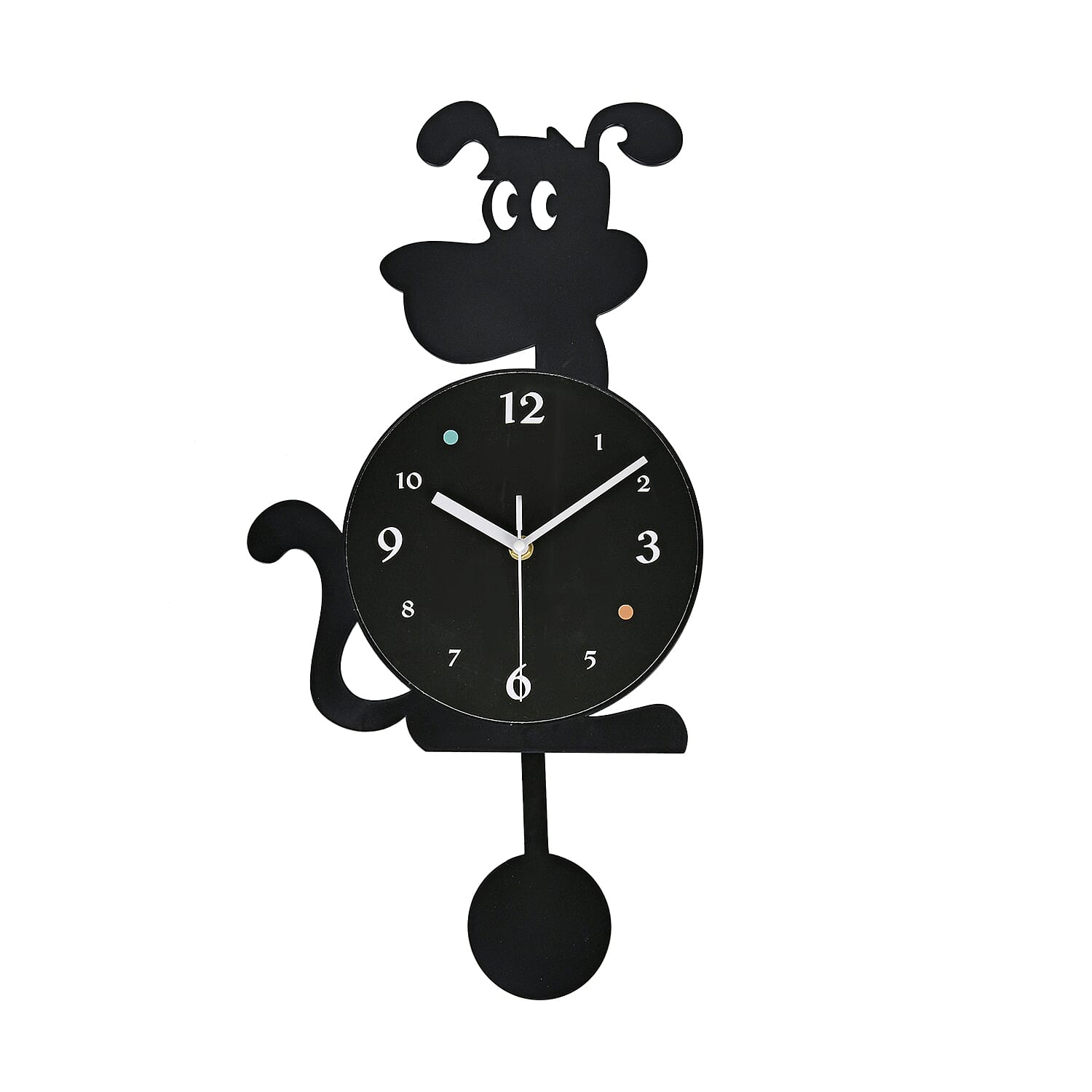 Dog Wall Clock With Pendulum (14.56"x10.03"x1.49") (1 AA Battery Not Included)