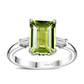 Peridot and Moissanite Saddle Ring in Rhodium Over Sterling Silver (Size 6.0) 3.30 ctw - Sticky add to cart bar
