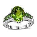Peridot, Multi Gemstone Ring in Rhodium Over Sterling Silver (Size 6.0) 4.50 ctw - Sticky add to cart bar
