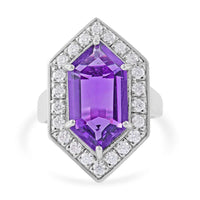 Lusaka Amethyst, White Zircon Ring in Platinum Over Sterling Silver (Size 6.0) 10.40 ctw