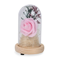 Pink Rose Glass Dome Decoration LED Lights (5.9"x3.1")