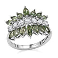 Premium Natural Green Apatite, Moissanite Ring in Rhodium Over Sterling Silver (Size 5.0) 3.00 ctw - Sticky add to cart bar
