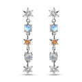 Moon Glow Moonstone and Multi Gemstone Celestial Earrings in Rhodium Over Sterling Silver 1.50 ctw - Sticky add to cart bar