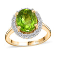 Epic Deal Peridot, Moissanite Ring in 18K Vermeil YG Over Sterling Silver (Size 6.0) 4.30 ctw - Sticky add to cart bar