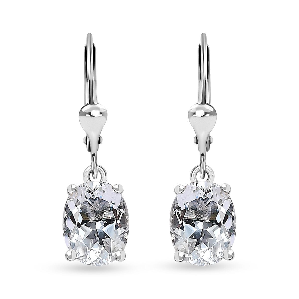Brazilian Petalite Lever Back Earrings in Rhodium Over Sterling Silver 2.75 ctw