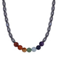Seven Chakra Terahertz Beaded Necklace 20 Inches in Rhodium Over Sterling Silver 210.00 ctw - Sticky add to cart bar