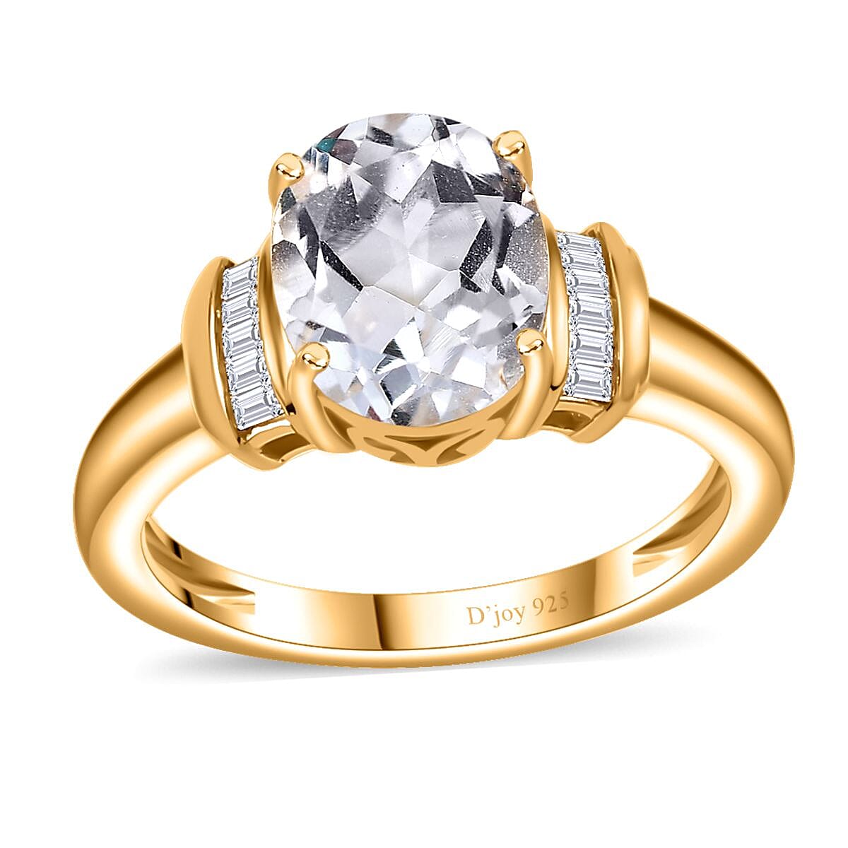 Brazilian Petalite, White Topaz Ring in 18K Vermeil YG Over Sterling Silver (Size 6.0) 2.65 ctw