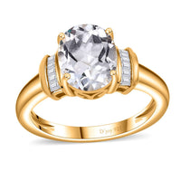 Brazilian Petalite, White Topaz Ring in 18K Vermeil YG Over Sterling Silver (Size 6.0) 2.65 ctw
