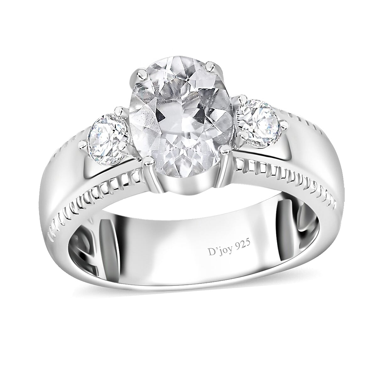 Brazilian Petalite Solitaire Ring in Rhodium Over Sterling Silver (Size 7.0) 1.70 ctw