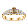 AAA Turkizite, Diamond (0.20 cts) Ring in 18K Vermeil YG Over Sterling Silver (Size 7.0) 0.75 ctw - Sticky add to cart bar