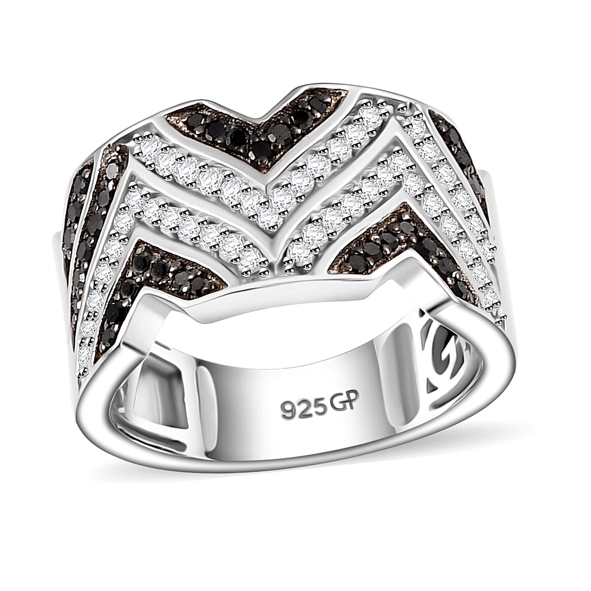 GP Black Diamond (IR), Diamond Men's Ring in Rhodium Over Sterling Silver (Size 6.0) 0.50 ctw