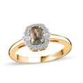 AAA Turkizite, White Zircon Ring in 18K Vermeil YG Over Sterling Silver (Size 8.0) 0.90 ctw - Sticky add to cart bar