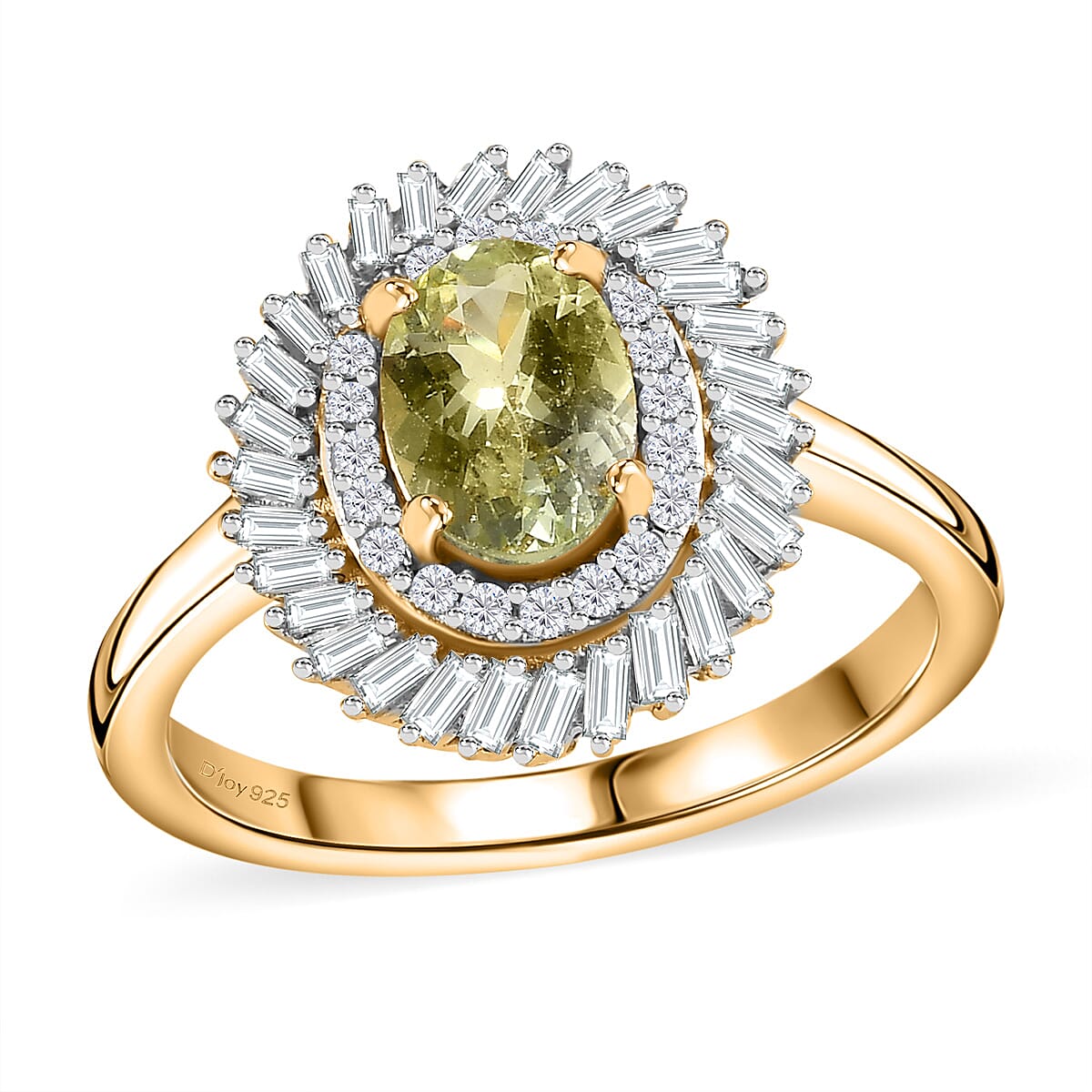 Premium Meralani Mint Garnet, White Diamond (0.30 cts) Ring in 18K Vermeil YG Over Sterling Silver (Size 5.0) 1.15 ctw