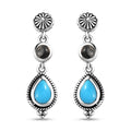 D'Joy Artisan Crafted Sleeping Beauty Turquoise and White Buffalo Dangling Earrings in Sterling Silver 2.00 ctw - Sticky add to cart bar