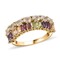 Rainbow Moonstone and Multi Gemstone Rainbow Ring in 18K Vermeil Yellow Gold Over Sterling Silver 2.15 ctw