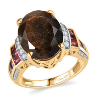 Zawadi Golden Sapphire, Multi Gemstone Ring in 18K Vermeil YG Over Sterling Silver (Size 6.0) 15.30 ctw