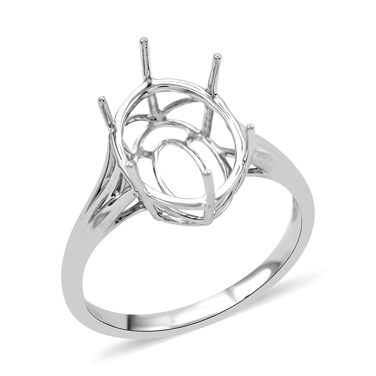 Luxoro 10K White Gold Mounting Ring (Size 7.0)