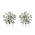 Brazilian Mint Garnet and White Zircon Flower Earrings in Rhodium Over Sterling Silver 3.10 ctw - Sticky add to cart bar