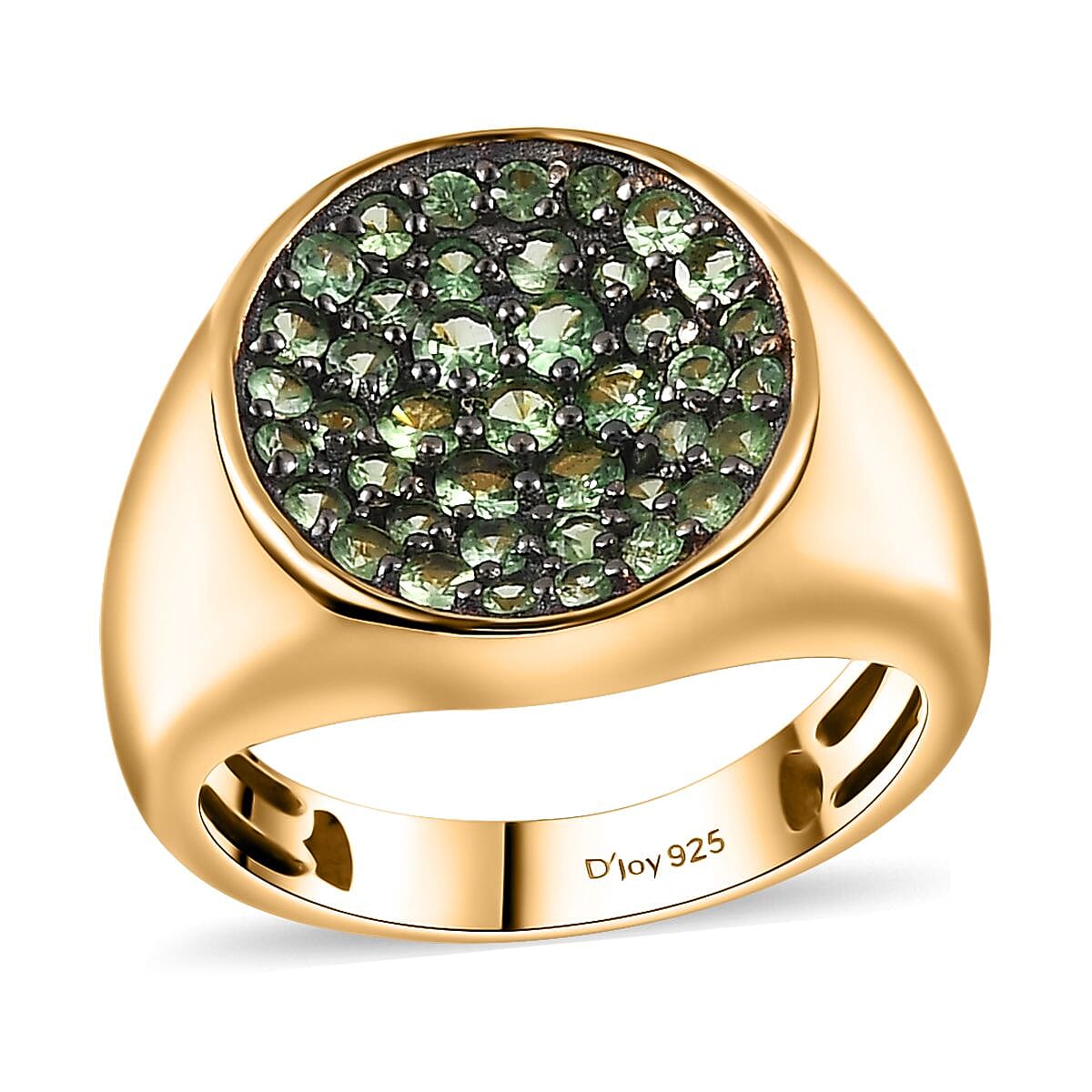 Brazilian Mint Garnet Men's Ring in 18K Vermeil YG Over Sterling Silver (Size 10.0) 1.60 ctw